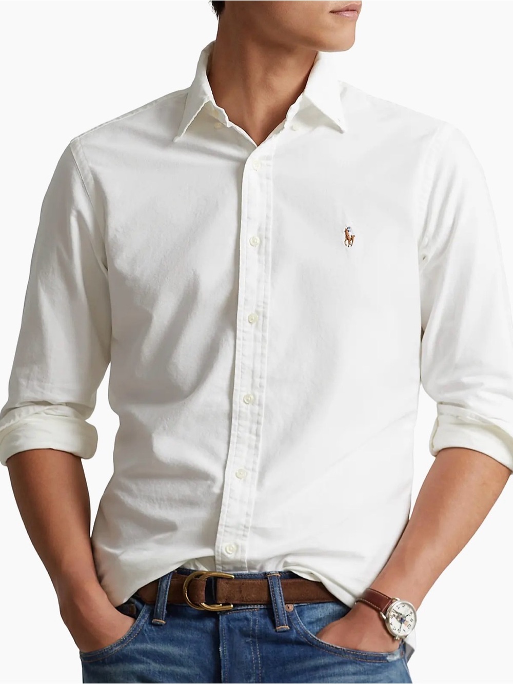 Polo by Ralph Lauren White Button-Down Oxford Shirt with Pony Logo - Picture 2 of 6